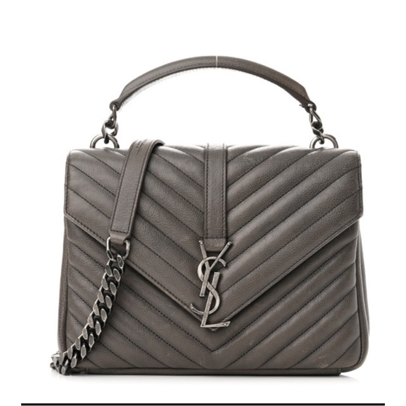Saint Laurent 2019 Matelasse Chevron Monogram Medium College Bag - Picture 1 of 12